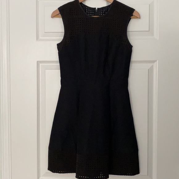 J. Crew Perforated A-Line Black Dress Size 0 - Picture 3 of 12